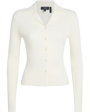 Theory Ribbed Polo Cardigan - White