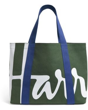 Harrods Medium Cotton Logo Tote Bag - Green