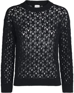 Eleventy Cotton-Blend Open-Work Jumper - Black
