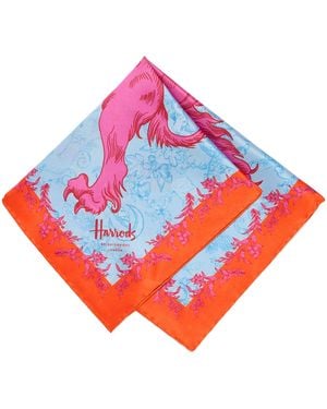 Harrods Silk Lion Print Scarf - Red