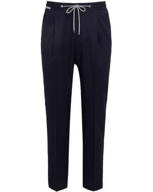 Corneliani Virgin Wool Drawstring Pants - Blue