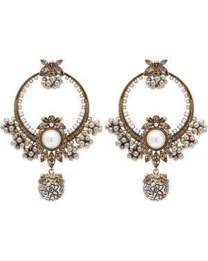 McQueen Faux Pearl Heirloom Drop Earrings - Metallic
