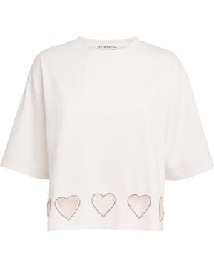 Alice + Olivia Cotton Heart Evan T-Shirt - White