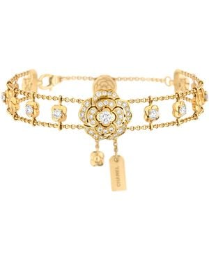 CHANEL And Diamond Bouton De Camélia Supple Bracelet - Metallic