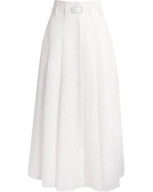 Gabriela Hearst Linen Pleated Dugald Midi Skirt - White