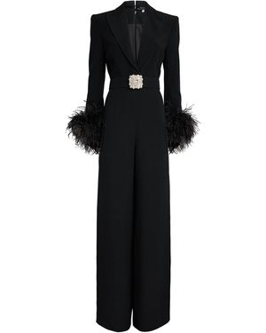 Andrew Gn Feather-trim Jumpsuit - Black