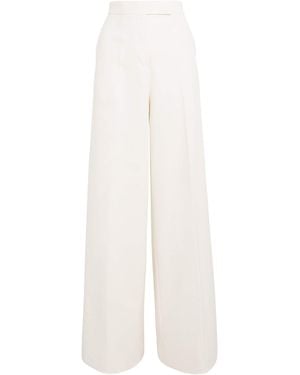 Max Mara Cotton Stretch Wide-Leg Finish Pants - White