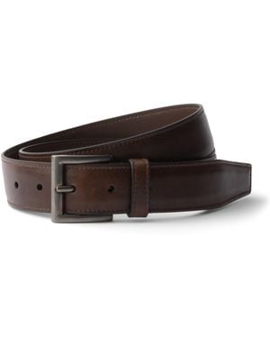 Prada Leather Square-Buckle Belt - Brown