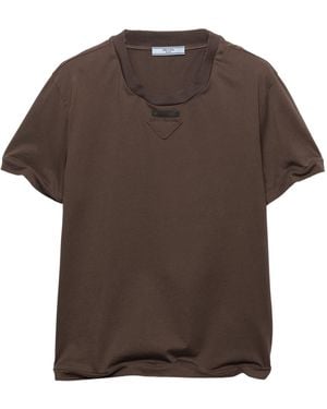 Prada Cotton Jersey T-Shirt - Brown