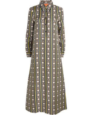 La DoubleJ Silk Printed Maxi Shirt Dress - Natural
