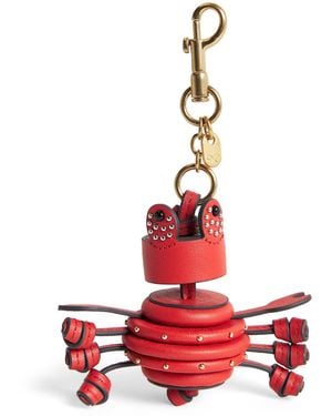Anya Hindmarch Raffia Leather-Detail Crab Keyring - Red