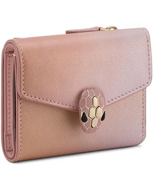 BVLGARI Leather Serpenti Forever Compact Wallet - Pink