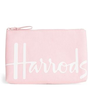 Harrods Small Cotton Logo Pouch - Pink