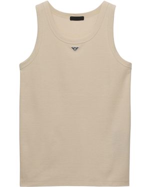 Prada Cotton Triangle Tank Top - Natural