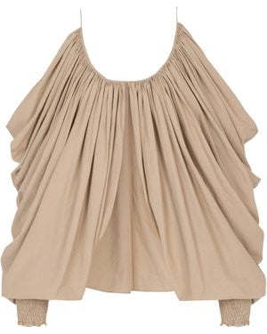 Balmain Strappy Cotton Blouse - Natural