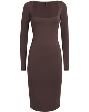 Skims Smooth Layers Midi Dress - Brown