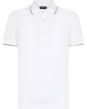 Tom Ford Contrast-Trim Polo Shirt - White