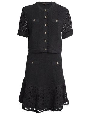 Maje Crochet Mini Dress - Black