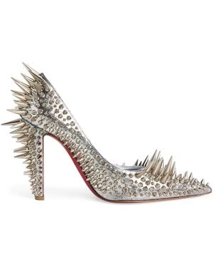 Christian Louboutin Estepic Laminated Leather Spiked Pumps 100 - Metallic