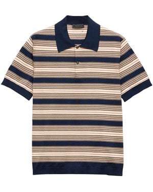 Prada Cotton Stripe Polo Shirt - Blue