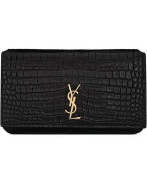 Saint Laurent Leather Cross-Body Phone Holder - Black