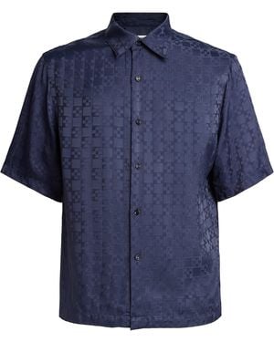 Sandro Jacquard Cross Short-Sleeve Shirt - Blue