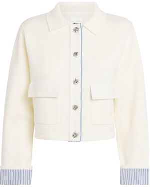 Sandro Wool-Blend Contrast-Trim Cardigan - White