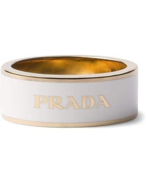 Prada Enamelled Logo Ring - Grey