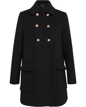 Maje Wool-Blend Pea Coat - Black