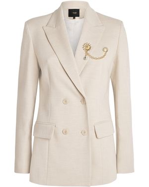 Maje Double-Breasted Blazer - Natural