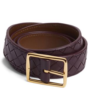 Bottega Veneta Leather Reverso Belt - Brown