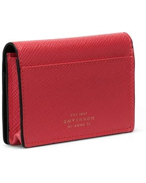 Smythson Leather Panama Folded Card Holder - Red