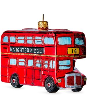 Harrods Glass London Bus Tree Decoration - Red