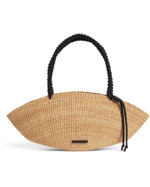 Muuñ Straw Shell Tote Bag - Metallic