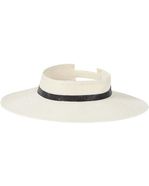 Brunello Cucinelli Straw Wide-Brim Visor - White