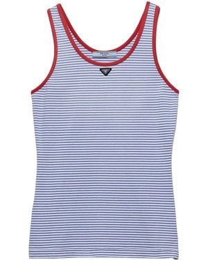 Prada Cotton Stripe Tank Top - Blue