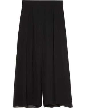 Marina Rinaldi Chiffon Wide-Leg Trousers - Black