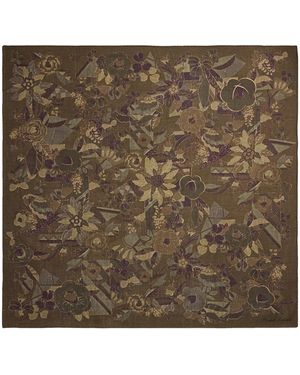 Ralph Lauren Cashmere Floral Square Scarf - Brown