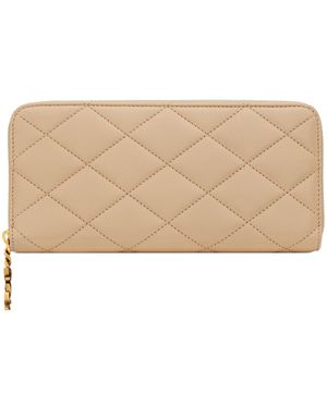 Saint Laurent Matelassé Zip-Up Wallet - Natural