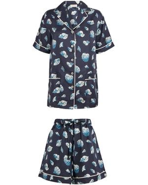 Olivia Von Halle Silk Ingo Nautilus Pyjama Set - Blue