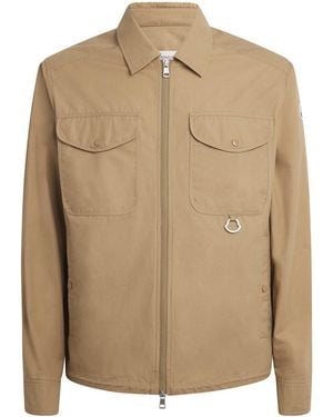 Moncler Cotton Poplin Zip-Up Shirt - Natural