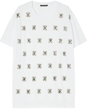 Marina Rinaldi Cotton Jewel-Embellished Reed T-Shirt - White
