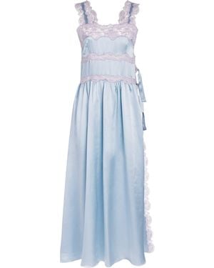 Loretta Caponi Silk Lace-Detail Sabina Nightdress - Blue