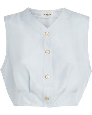 LeKasha Silk Haima Crop Top - Blue