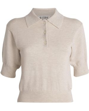 ÉTERNE Cashmere Cropped Polo Shirt - White