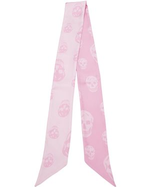 McQueen Silk Skull Skinny Scarf - Pink