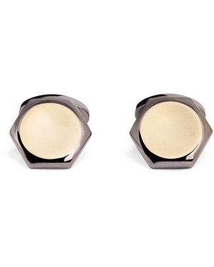 Babette Wasserman Rhodium-Plated Hexagon Cufflinks - Natural