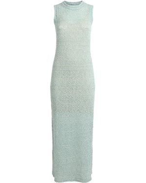 Eleventy Linen-Blend Knitted Midi Dress - Green
