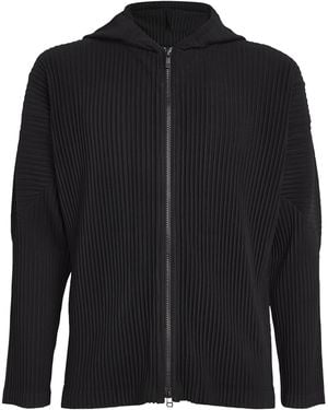 Homme Plissé Issey Miyake Pleated Zip-Up Hoodie - Black