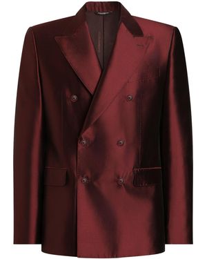 Dolce & Gabbana Satin Double-Breasted Blazer - Purple